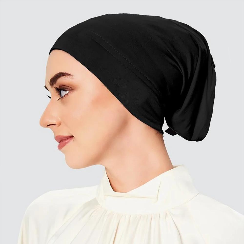 

Ramadan Muslim Women Under Scarf Stretch Jersey Inner Hijabs Caps Round Front Under Hijab Cap Islamic Female Turban Bonnet