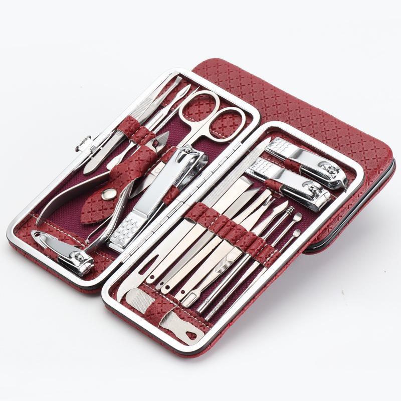 19-Piece Hot Sale Pedicure Nail Clippers Set with Toenail and Oblique Scissors