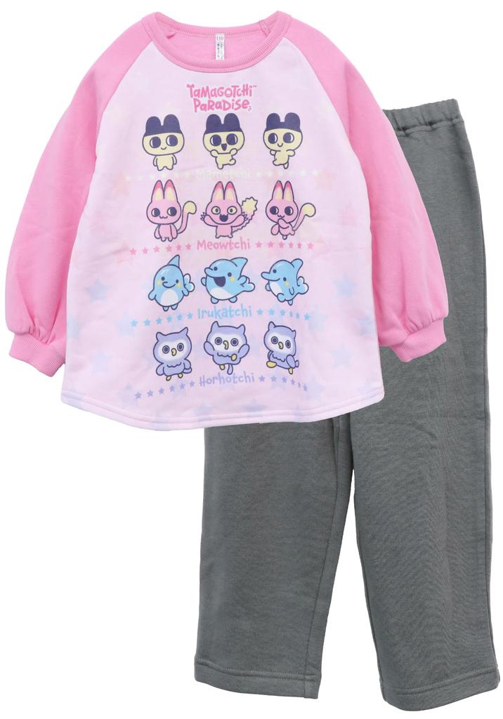 Kaitac Family Tamagotchi Paradise Kids' Light-Up Pajamas, Long Sleeve, Shaggy, Fleece-Lined, Winter, Sizes 110cm, 120cm, and 130cm (130cm, Pink)