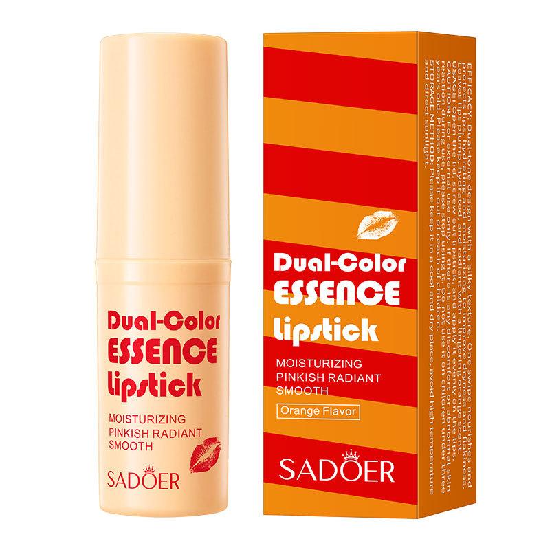 Dual Color Essence Lip Balm Orange Flavor Moisturizing Hydrating Lip Care Smooth Pink Lip Balm Two-color essence
