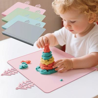 Non-Slip Design Silicone Kids Placemat Roll Up Teething Edge Baby Feeding Mat Waterproof Anti-Dirty Surface