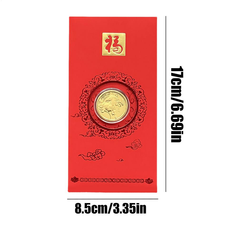 Rote Chinesische Umschläge 2026 Pferd Andenken-Päckchen Sammlermünze für Neujahr Jungen Mädchen Erwachsene Ältere Familie Freunde Winter