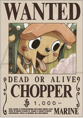 One Piece tagaotsitav plakat Chopper 1000 Ametlik Mereväe tagaotsitav plakat Ametlik kaup