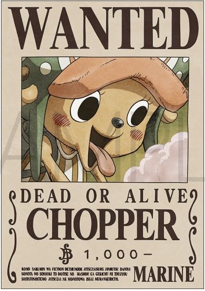 One Piece Wanted Poster Chopper 1000 Official Navy Wanted Poster Official Merchandise