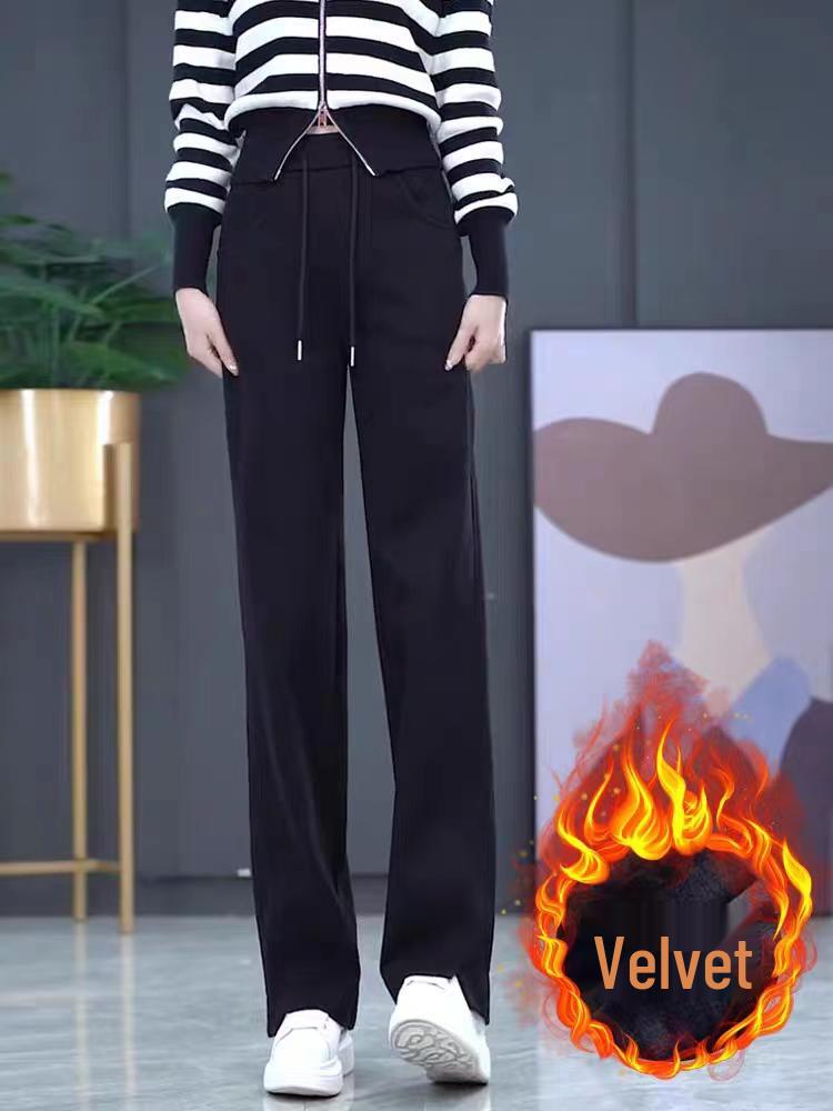 Specht Banane Damen High-Waist Schmal/Weitbein Herbsthose - Vielseitige, fließende Freizeit-Sweathose für Herbst/Winter