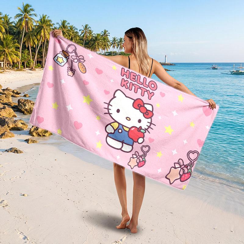 Large Beach TowelHello Kitty Soft Absorbent Towel Beach Bath Home Use