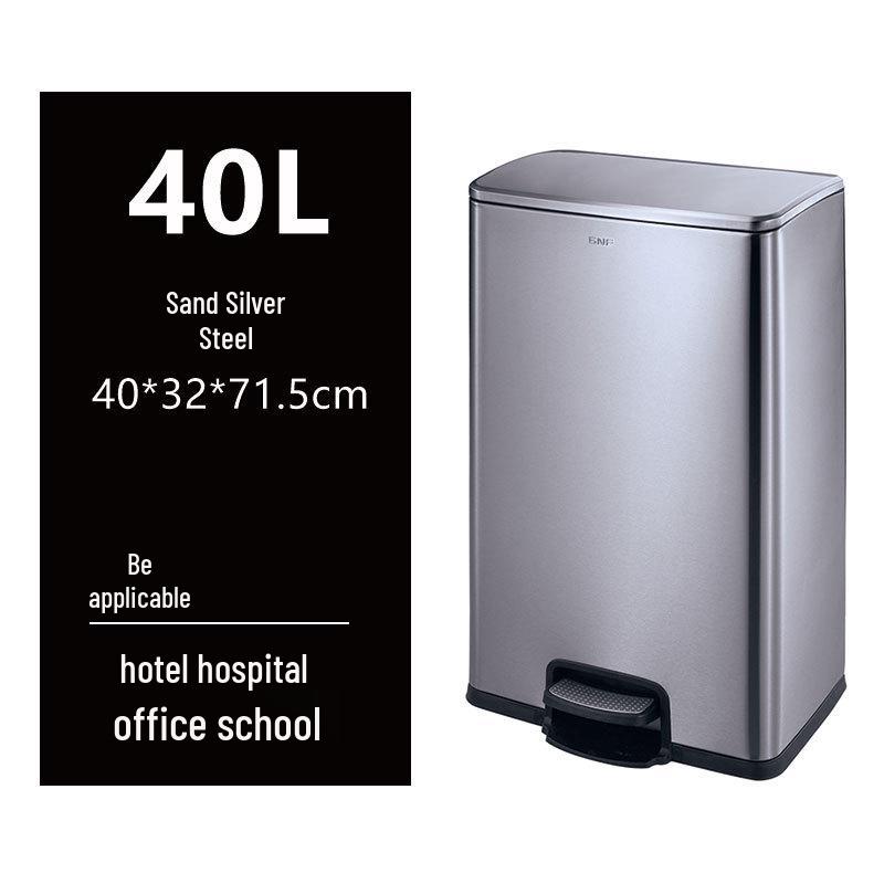 50L Stainless Steel Commercial Trash Can with Large Foot Pedal for Hotels and Shopping Malls