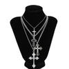 European and American Men's Cross Pendant Necklace Men's Hip-hop Niche High-end Collarbone Chain Jewelry