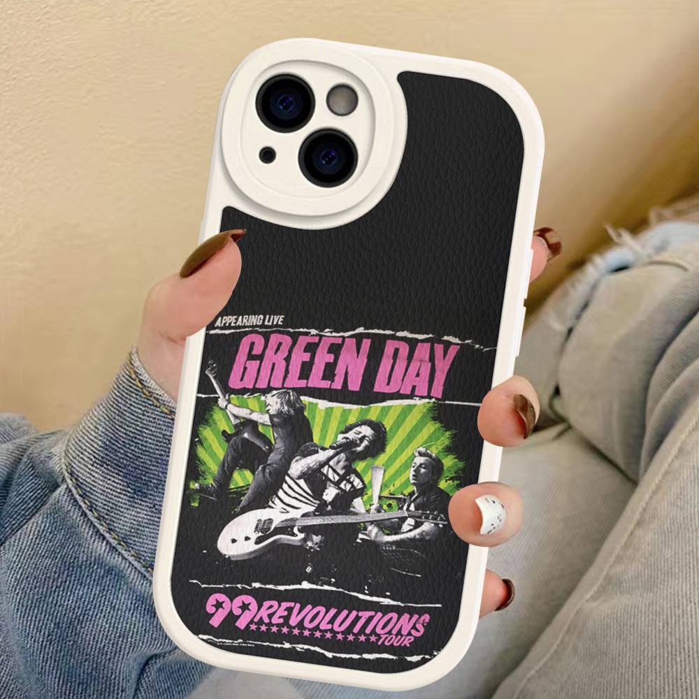 Rock Band G-Green Day Leather Phone Case For IPhone 15 14 13 Pro Max 12 11 16 Plus Phone Cover