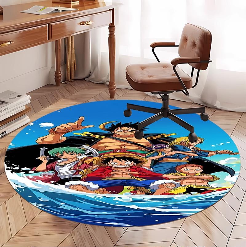 One Piece Pattern Round Rug, Indoor/Outdoor Mat, for Picnic, Gameroom, Bedroom, Office, Living Room, Home Decor Carpet, Birthday Gift