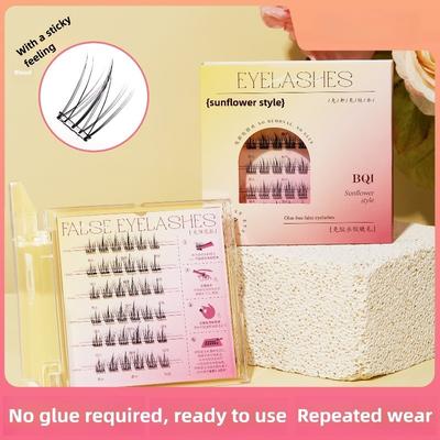 Glue Free False Eyelashes Self Adhesive Thin Stem Natural Mother Feeling Set Sunflower Eyelashes Free Glue Water Eyelashes