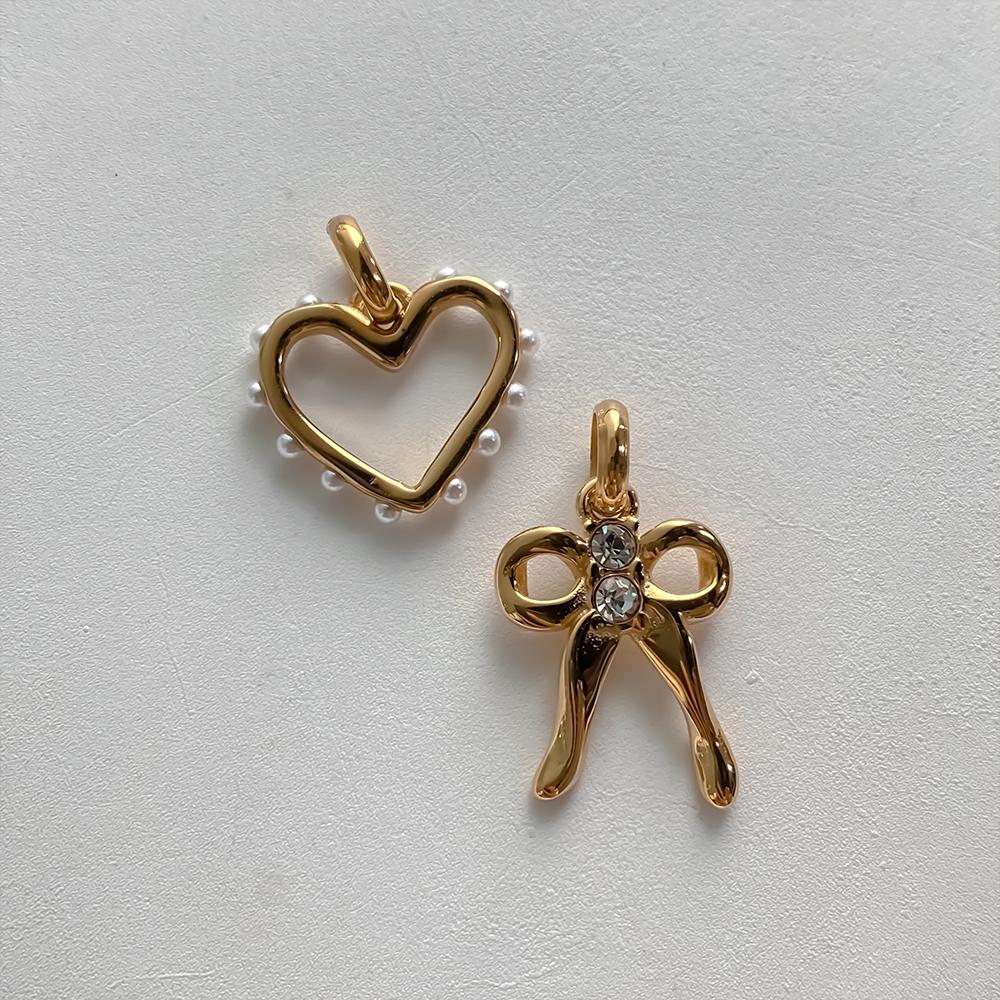 EManco New Stainless Steel Charms Gold-plated Imitation Pearl Heart Pendant DIY Necklace Bracelet Jewelry Making 48 Hours Shipme