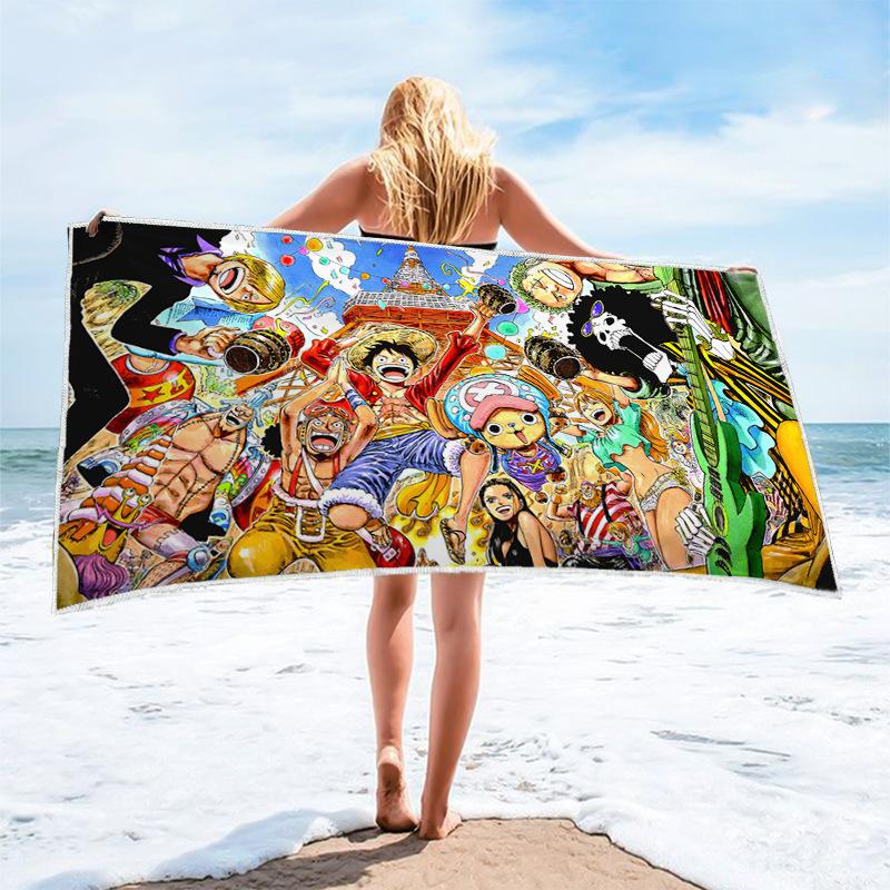 Anime Character Printed Square Microfiber Beach Towel Quick Dry Bath Towel For Shower Swimming