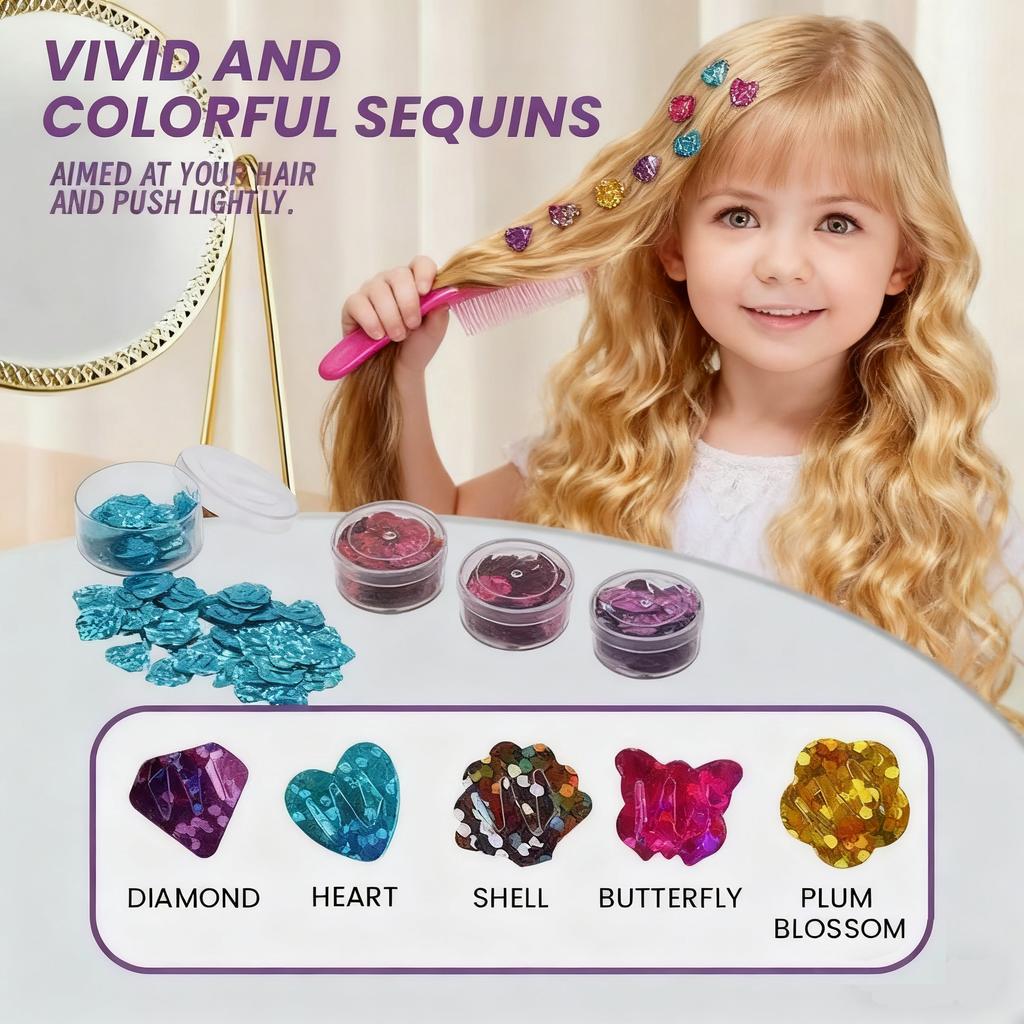 Hair Gem Stamper Kit Blingling Hair Jewels for Girls Toys Hair Styling Tool with Reusable Shining Diamonds Pretend Play Toy Gift