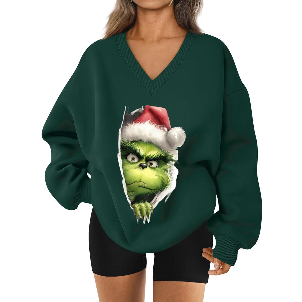 Women's Loose And Comfortable Letter V-neck Sportswear Long-sleeved Sweatshirt Daily Matching Clothes
