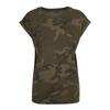 Build Your Brand Womens/Ladies Camo Extended Shoulder T-Shirt