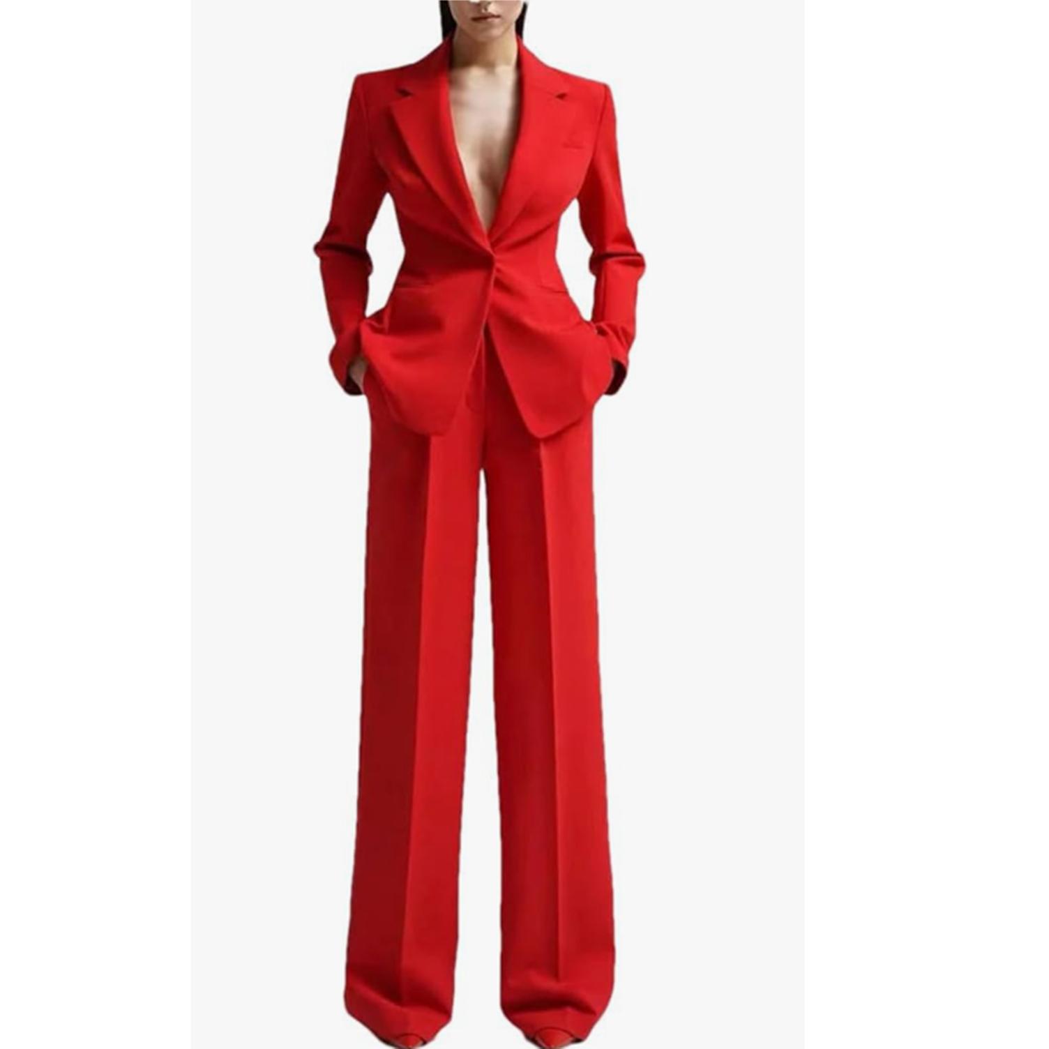 

Женские костюмы премиум-класса Двойка Элегантный лацкан с надрезом Наряды на одной пуговице Однотонные Модные Повседневные Повседневные Офисные Женские Брючные Костюмы S