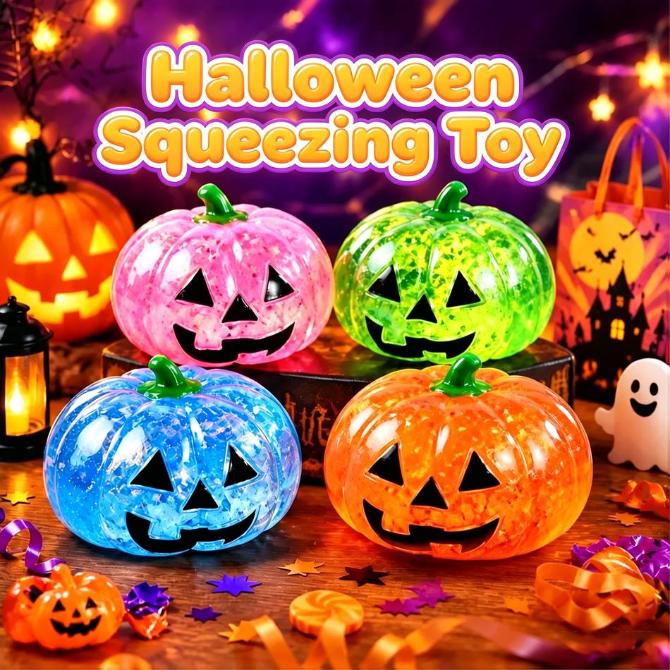 Halloween Pumpkin Maltose Stress Ball Squishies Toy Soft Stress Ball Squishy Slow Rebound Fidget Toy Stress Relief Relax Toys