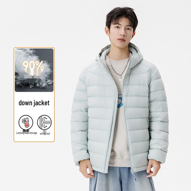 Men's 2025 High-End Lightweight Down Jacket - 90% White Duck Down, Short Hooded Winter Outerwear.