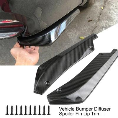 1 Pair Car Rear Bumper Scratch Proof Easy To Install Universal Vehicle Bumper Diffuser Spoiler Fin Lip Trim Automobile Supplies