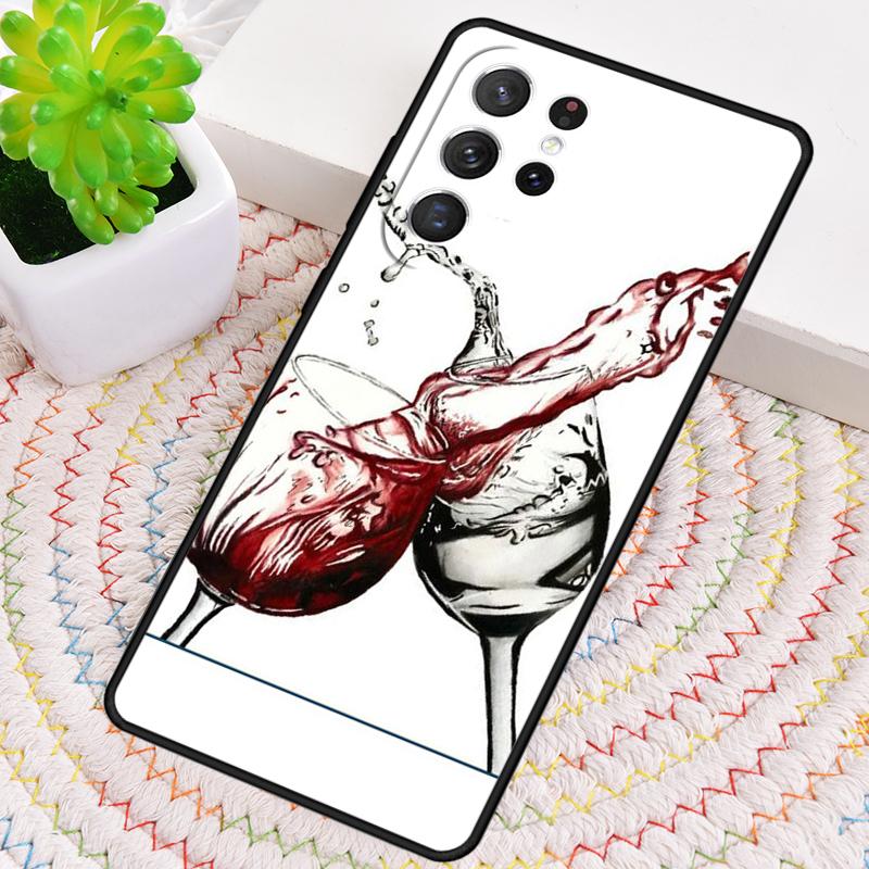Custodia per Telefono in TPU con Disegno di Bicchiere di Vino Rosso Per Samsung Galaxy note 10 pro S26 S25 S24 S23 S22 Ultra Plus S21 FE S20 Copertura Antiurto