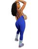 Women's Solid Color Ribbed Backless Camisole Jumpsuit with Chest Pad - Casual Yoga Wear