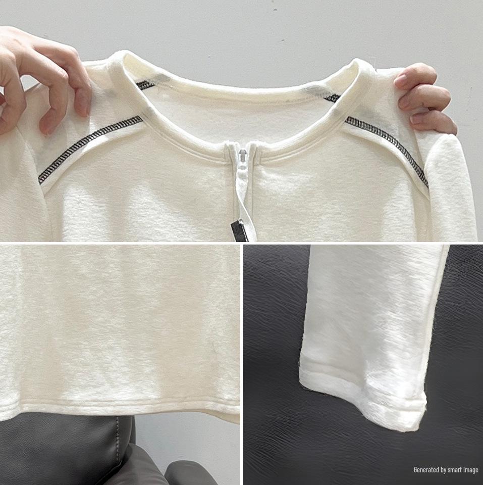 Damen Slim Fit Langarm Reißverschluss T-Shirt (Herbst/Winter 2025)