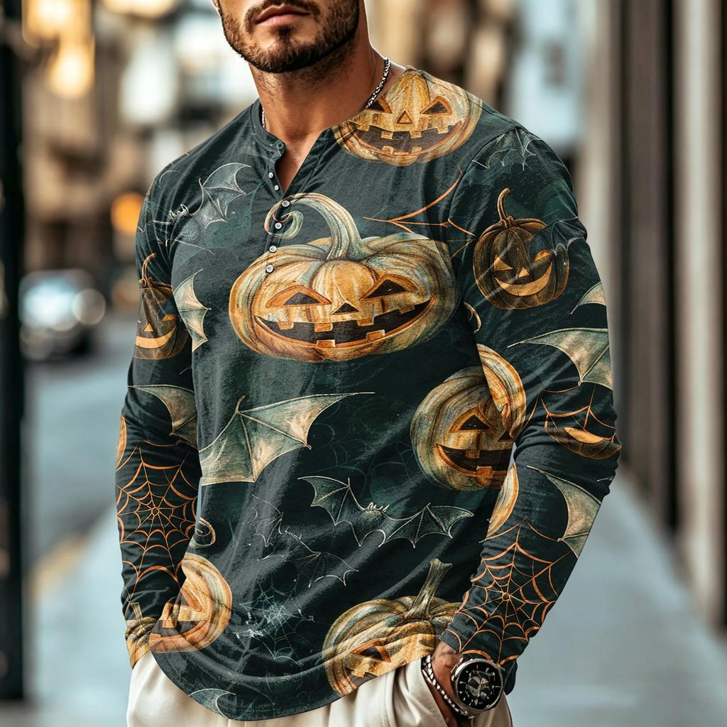 Men's Long Sleeve Shirt for Halloween Casual Wear