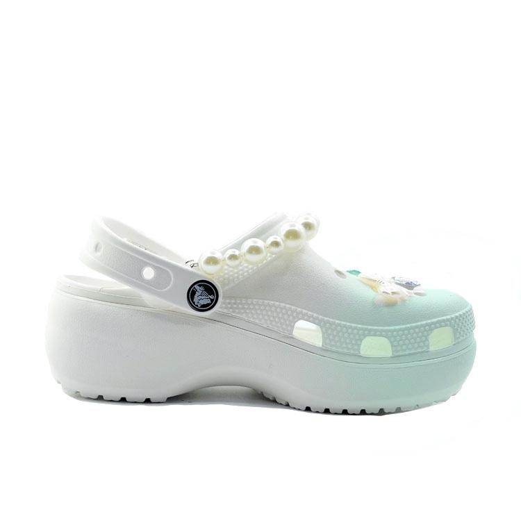 Crocs Classic Platform Clog EVA Pothos Butterfly Wings Beach Travel Versatile Fashion Trend Hole Shoes for Men and Women Green