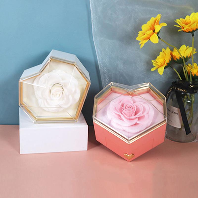 1PC Gift Packaging Boxes Wife Heart Shape Wedding Plastic+Paper Organizer Storage Bag Ring Jewelry Box Decoration