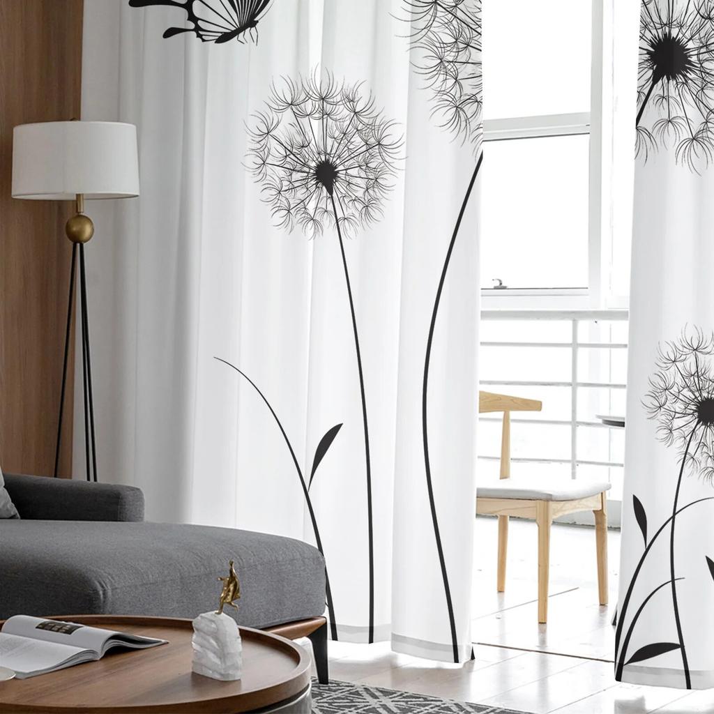 Dandelion Pattern Modern Tulle Curtains for Living Room Bedroom Home Kitchen Window Sheer Curtains