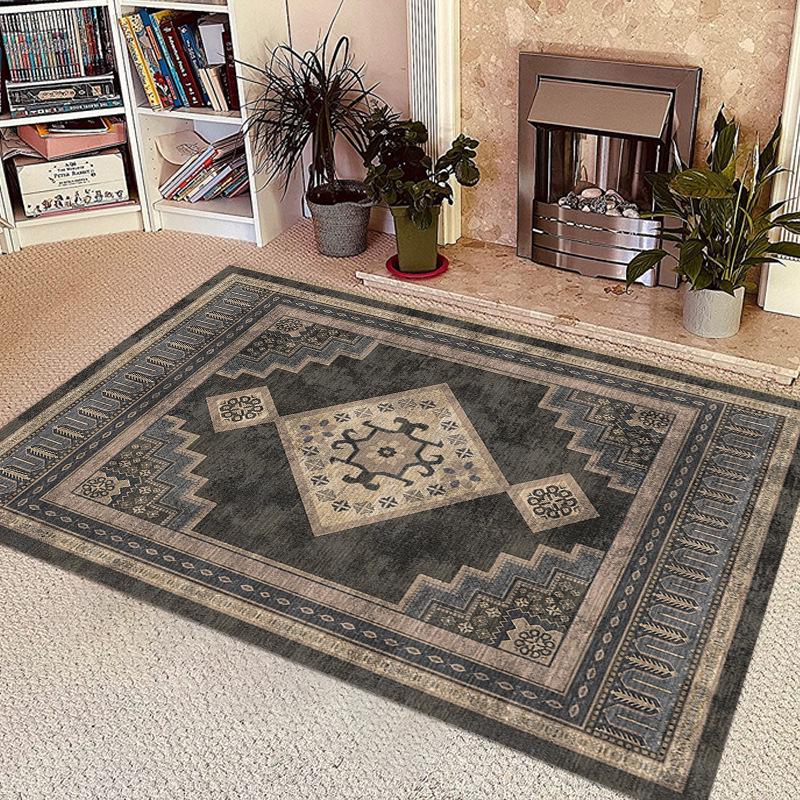 Bohemian Cross-Border Rug: Retro Style Living Room Decor, Bedroom Insulation, Office Dirt-Resistant, Bedside, and Sofa Blanket.
