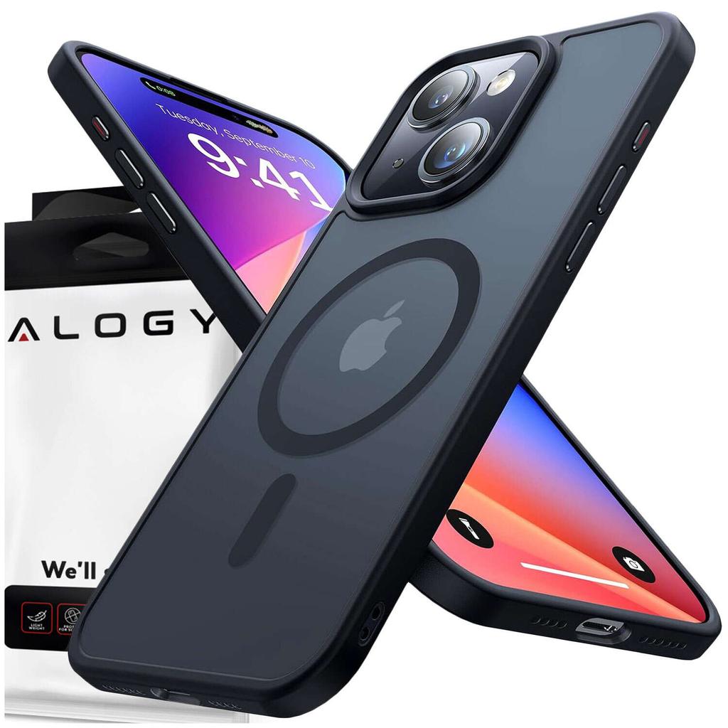 Etui Do Iphone 15 Plus Magsafe Matt Case Cover Matowe Obudowa Alogy Ring Pancerne Na Telefon Czarne