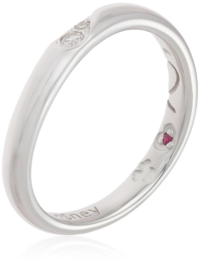 ESTELLE Diamond and Ruby Silver Disney Pairing Rings for Women, HEART, 0191-0699-0016-0009, Japanese Size 9