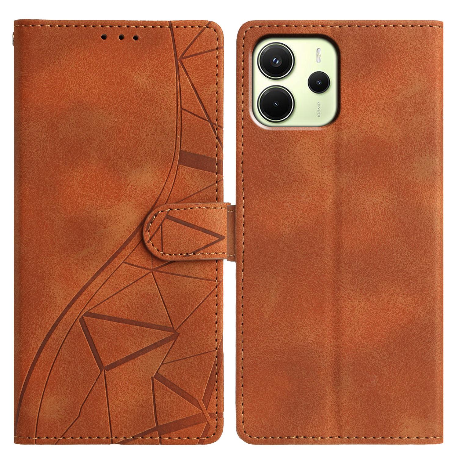 

Для Xiaomi Redmi Note 14 4G (163,25 мм) Чохол Гаманець Підставка З Тисненим Трикутним Візерунком Шкіряна Телефонна Книжка Brown