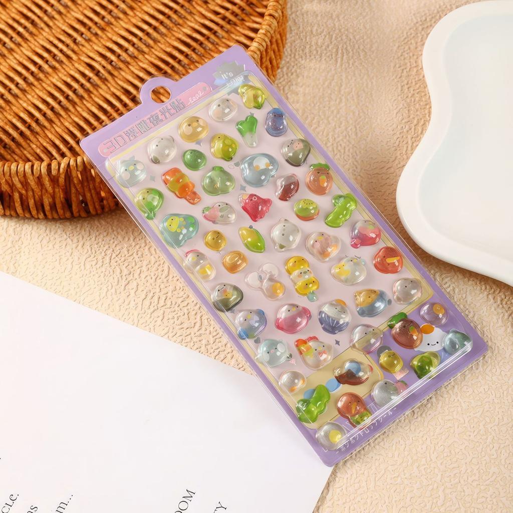 Solid 3D embossed sticker creative crystal sticker for children phone case decoration cute style glow-in-the-dark sticker