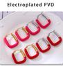 Qiong Yao European Style U-Shaped Gold-Plated Enamel Drop Earrings for Women - Trendy, Stainless Steel, Color-Preserving.
