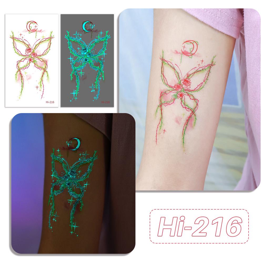 Rikaron Waterproof Luminous Butterfly Tattoo Stickers - Long-lasting, Realistic, Simple Japanese Washable Design for Dopamine Aesthetic.