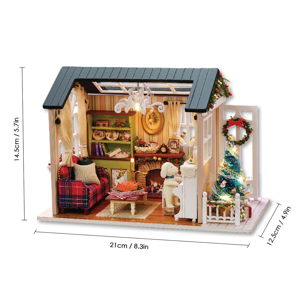 DIY Christmas Miniature Dollhouse Kit Xmas Mini 3D Wooden House Room Craft For Children's Day Birthday Gift Christmas Decoration