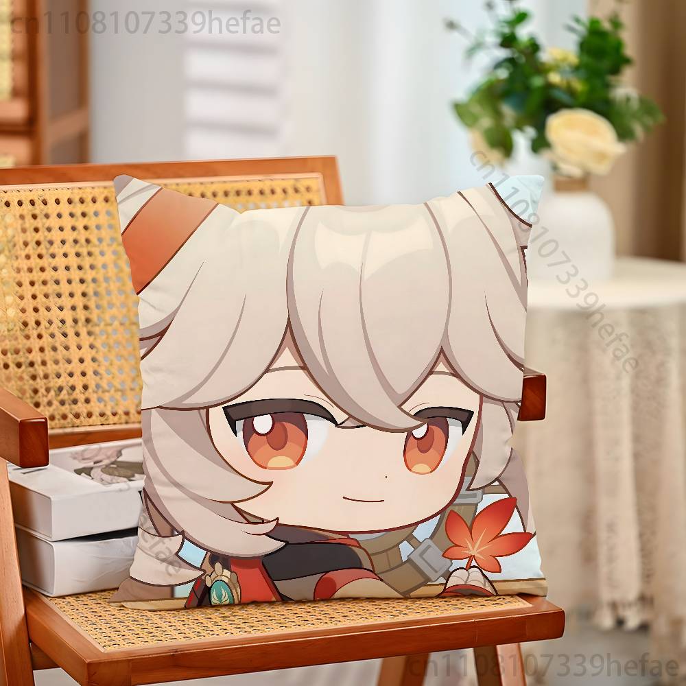 Kazuha Genshin Impact Print Polyester Pillow Case for Valentine Gift Home Sofa Cushion Cover Decoration Custom