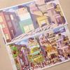 Kawaii 3D Cartoon Old Era Town Miniature Scene Stickers Visual Stacking DIY Toy Games Handmade Scrapbook Stickers Children Gifts
