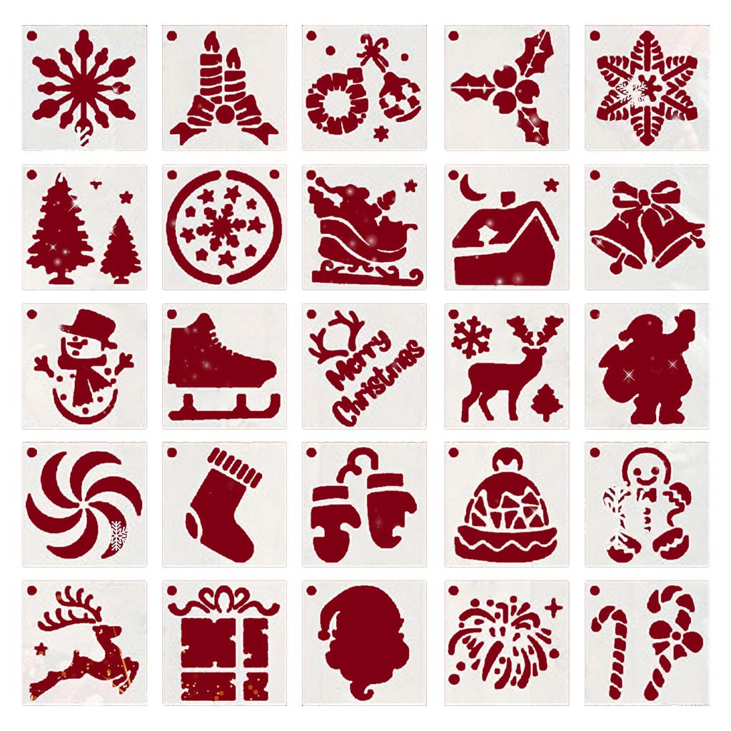 25Pcs Halloween Stencils for Crafts 3 Inch Drawing Template Drawing Craft Stencils for Painting On Wood Wall Pumpkin Home Decor