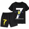 Summer Ronaldo Printed Children's Set Short-sleeved Shorts Suit Sports Kid T-shirt 2-piece Set Street Fashion Boys Baby Clothing
