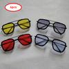 4pcs Square Sunglasses For Men Women Trendy Double Bridges Unisex Sun Glasses Fashion Summer Outdoor Shades Eyewear Accessory