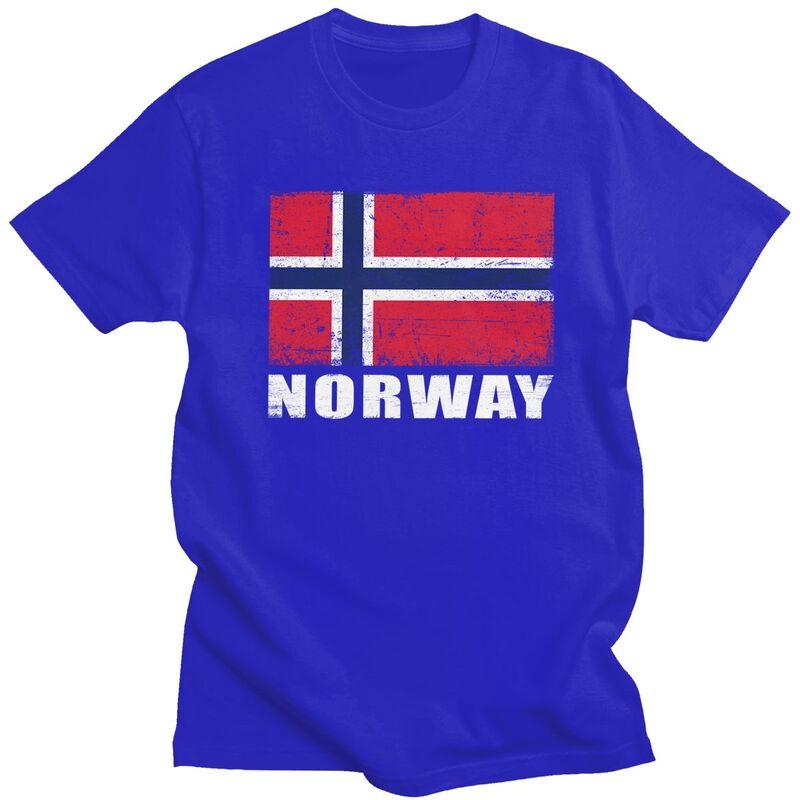 Custom Norway Flag T Shirts for Men 100 Cotton Tees Tshirts Short Sleeve Casual Tshirt Clothing