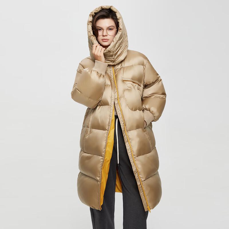 Women's Winter Mid-Length Hooded Goose Down Jacket