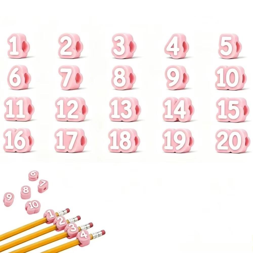 50pcs Soft Pencil Tracking Markers Silicone Numbered Pencil Caps Reusable Pencil Labels Girls