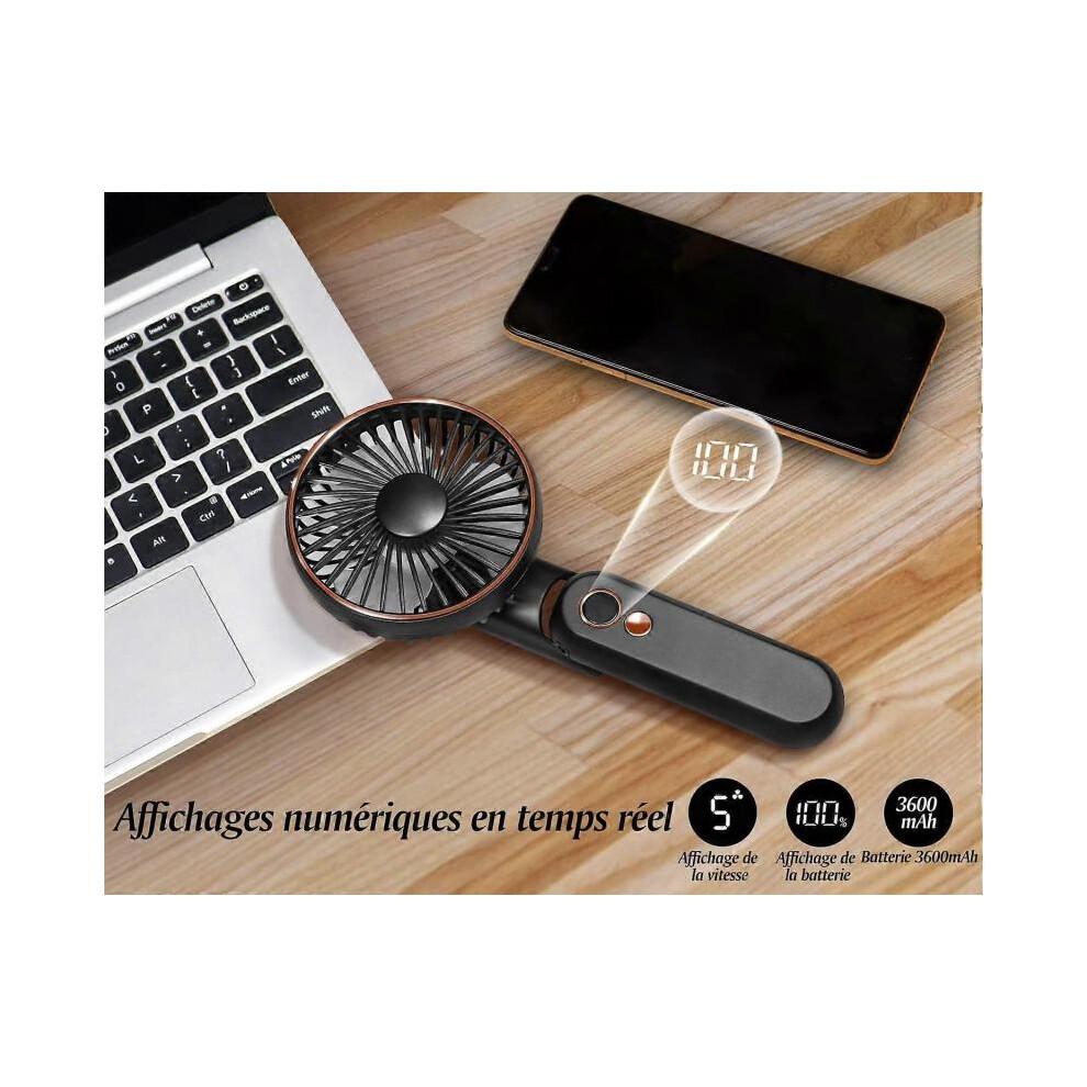USB Hand Fan, 3600mAh Rechargeable Portable Handheld Fan, Quiet Fan with 5 Adjustable Speeds, Portable Fan for Office