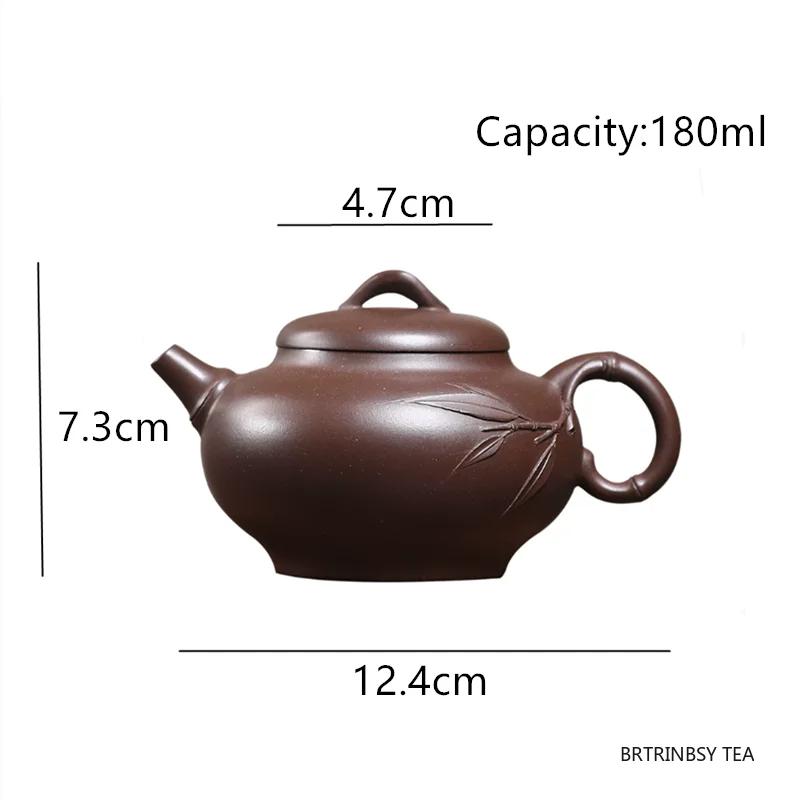 Chinese Yixing Purple Clay Teapot Handmade Bamboo Leaf Tea Pot Tradition Beauty Kettle Household Teaware Zisha Tea Set 180ml
