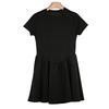 Square collar fishbone pinched waist small black dress summer dress women's waist small fat and thin spring and summer Hepburn dress